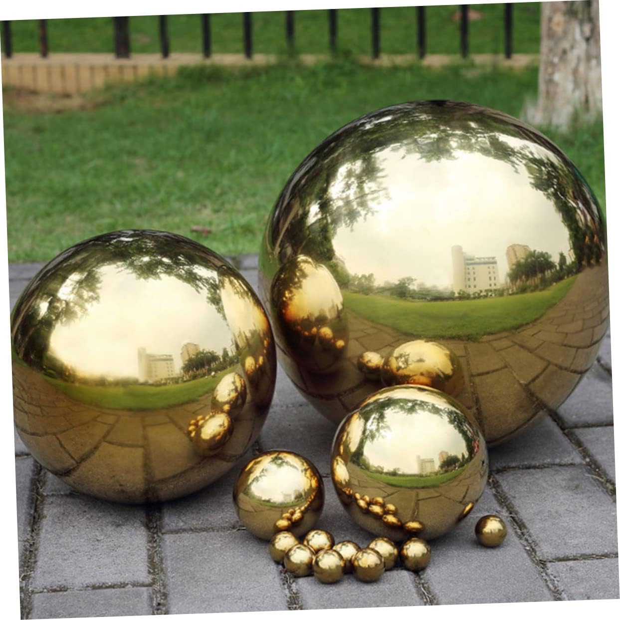 8pcs Stainless Steel Mirror Spheres Garden Gazing Ball Reflective Globe for Outdoor Solar Ball Decor Artistic Ornament