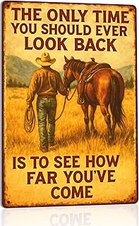 Vintage Cowboy Metal Tin Sign, Rustic Cowboy Quote Metal Wall Art Prints, Farmhouse Country Life Western Horse Rider Signs Metal Sign for Bar, Garage Man Cave, Home, Southwestern Theme Decorations 8 x 12 Inch