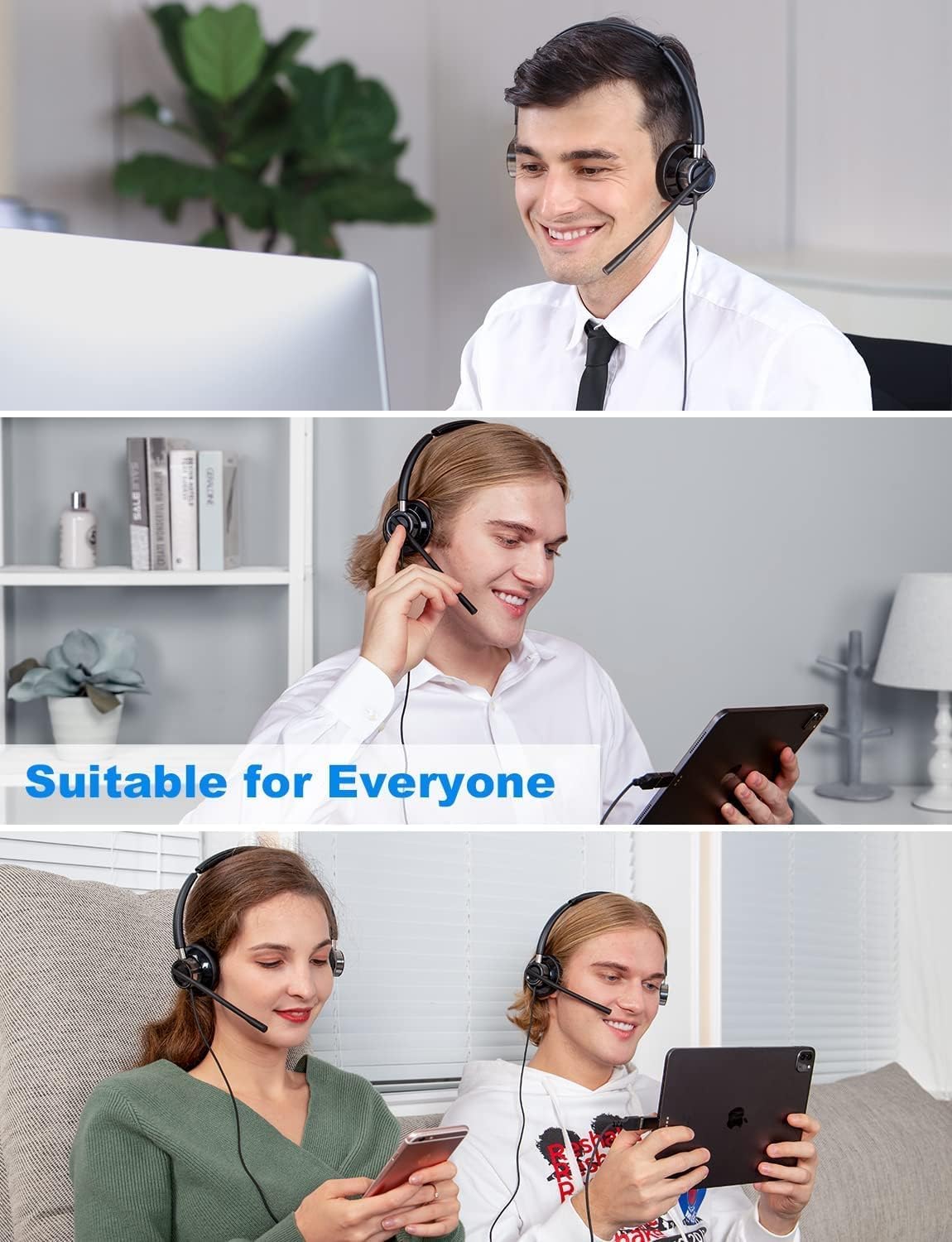 Cuffie PC New Bee Computer Headset con microfono Business Headset USB Type-C 3.5 mm per Call Center Office Telefonconferenze Skype Chat Webinar Presentazioni online