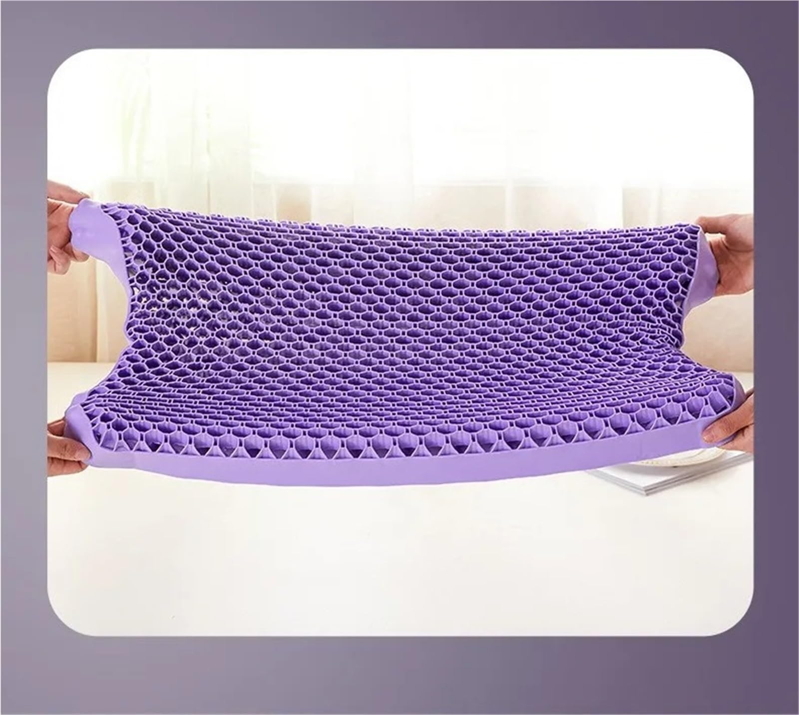 Oreiller en Latex, Oreiller en pectine gelée Lavable Gel nid d'abeille Violet,pour Le Confort et Le Soutien(38 * 25 * 5)