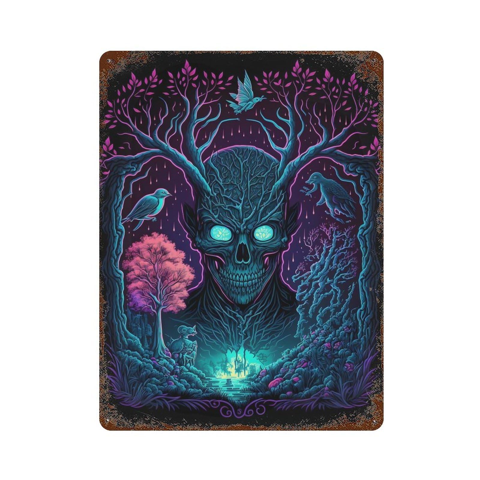 Dark Forest Spirit Retro Metal Sign 15.7"x11.8", for Pub, Kitchen And Man Cave Decor, Industrial Home Decor