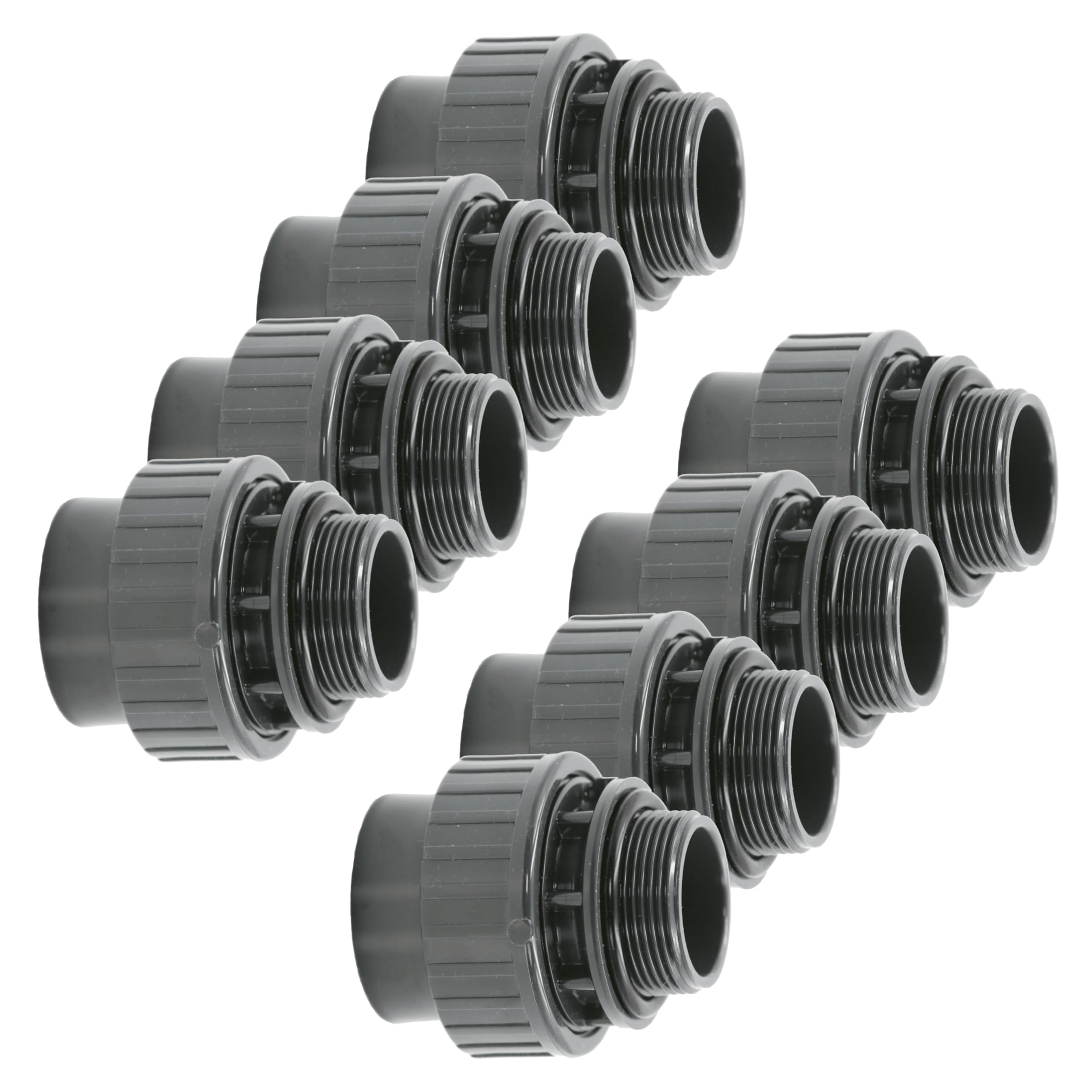 HAF 8X PVC Fittings Verschraubung O-Ring mit 50mm x 1 1/2" | Klebemuffe x Außengewinde | Adapter aus grauem PVC | PN16 für PVC Rohr, Poolfitting, Poolverrohrung, Druckleitung, Rohrleitung & Teich