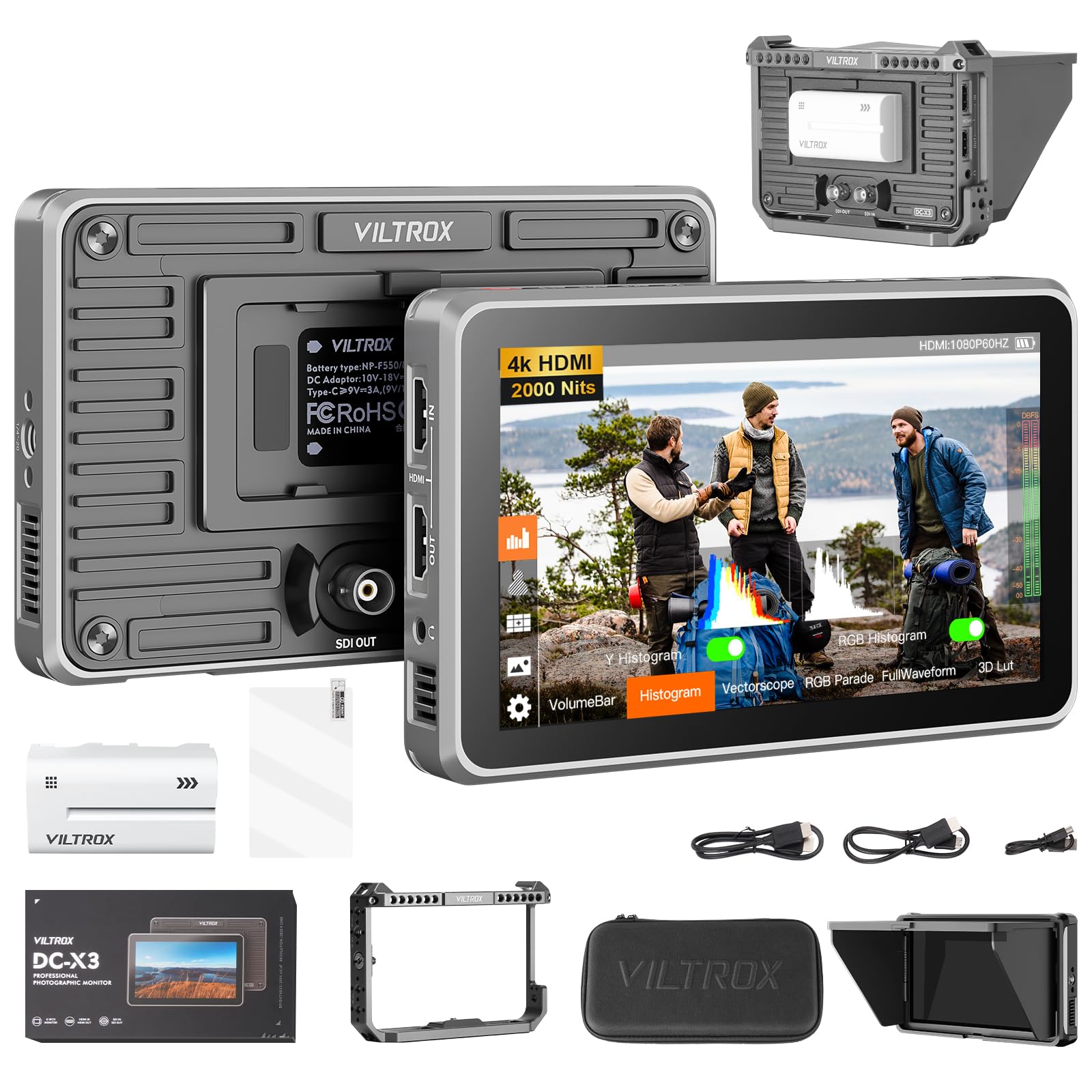 Amazon.co.jp: Viltrox DC-X3 4K SDI モニター ケージ付き DC-X FHD