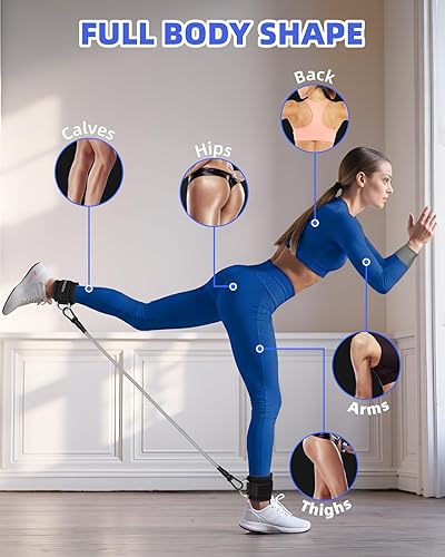 Miniatura 2 de Juego de Bandas de Resistencia – Banda de Resistencia y Bandas de Ejercicio Ajustables para Tobillos con Puños Excelente Equipo para Entrenamiento