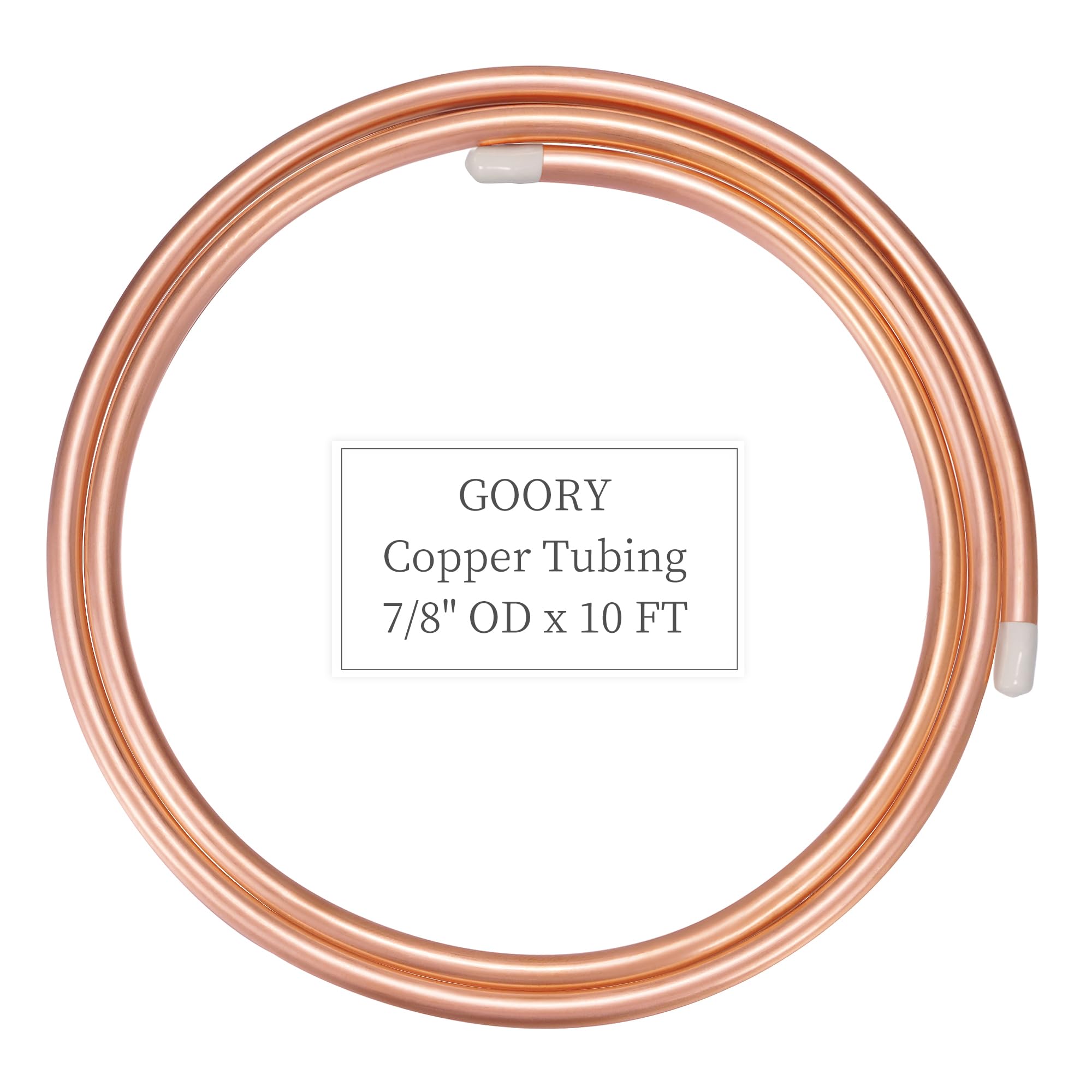 GOORY Copper Tubing 7/8" OD x 0.796" ID x 10 FT - 99.9% C12200 Pure ACR Tube - ASTM B280 Refrigeration T2 Copper Tube Soft Coil - Round Seamless Tubing for HVAC System Refrigerator Industry DIY
