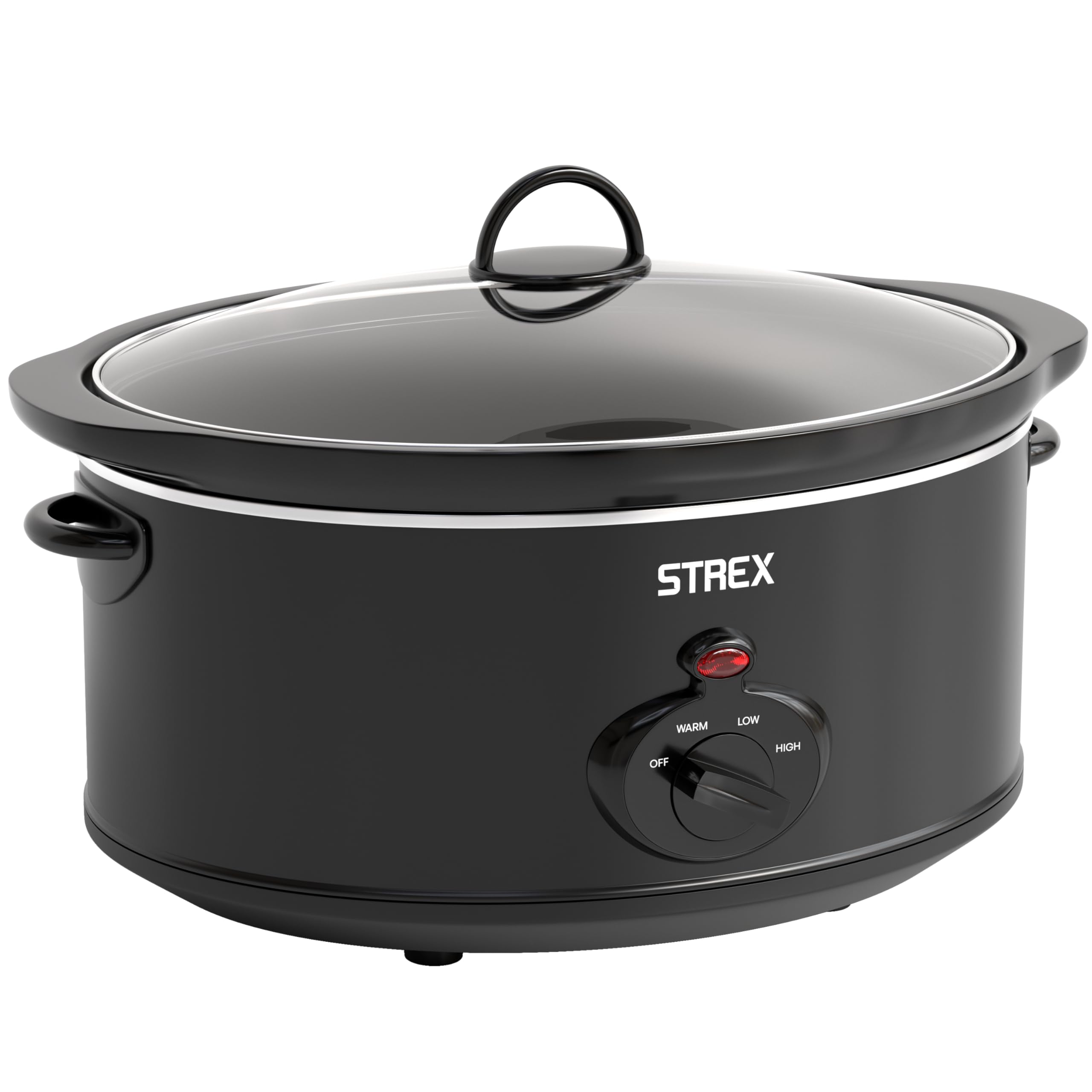 Strex Olla de cocción lenta 6.5L - Sartén interior de cerámica extraíble - Función mantener caliente - olla de cocción lenta - Negro