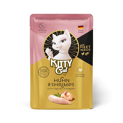 KITTY Cat Filete en paté de Pollo y camarones, 6 x 85 g, Comida húmeda Gourmet para Gatos