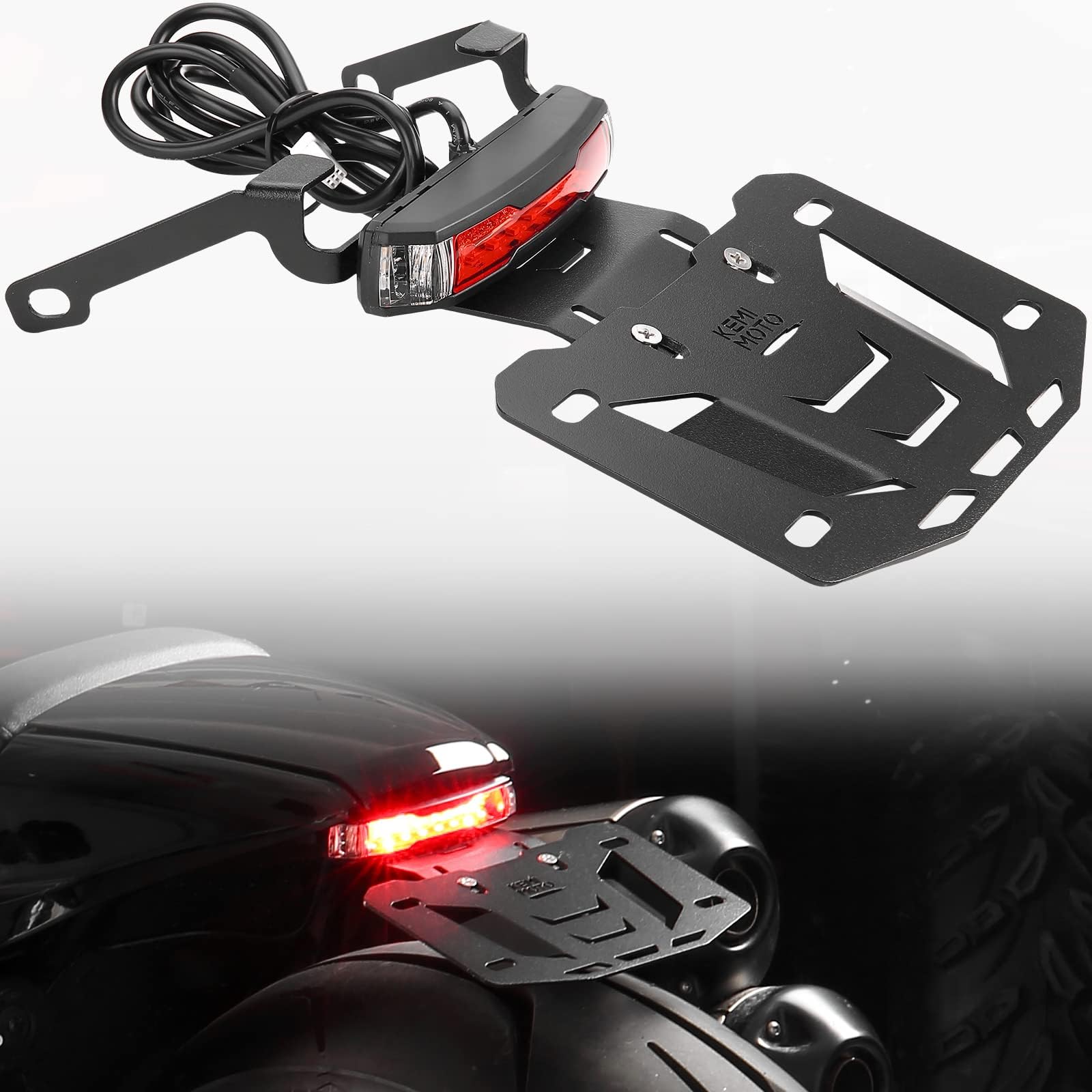 Motorcycle License Plate Bracket with LED Signal Light Compatible with Sportster S RH1250 2021 2022 2023 2024 2025 Fender Eliminator Kit Motorcycle License Plate Holder Mount Tidy Tail