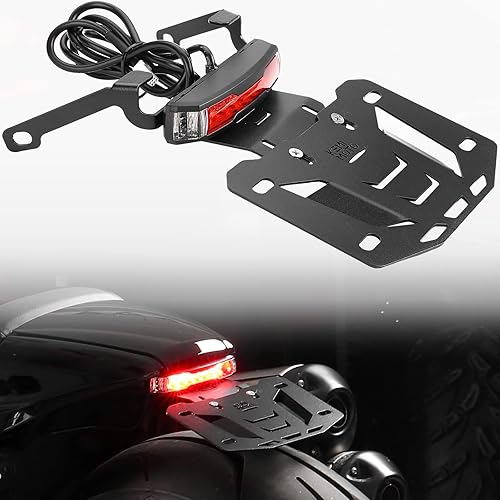 KEMIMOTO Soporte de placa de matrícula de motocicleta con luz LED compatible con Sportster S RH1250 2021 2022 Kit de eliminador de guardabarros de