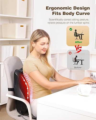 Miniatura 4 de KINGJOY Masajeador de espalda para aliviar el dolor de tejido profundo, masajeador de espalda completa con calor 3D Shiatsu amasamiento eléctrico