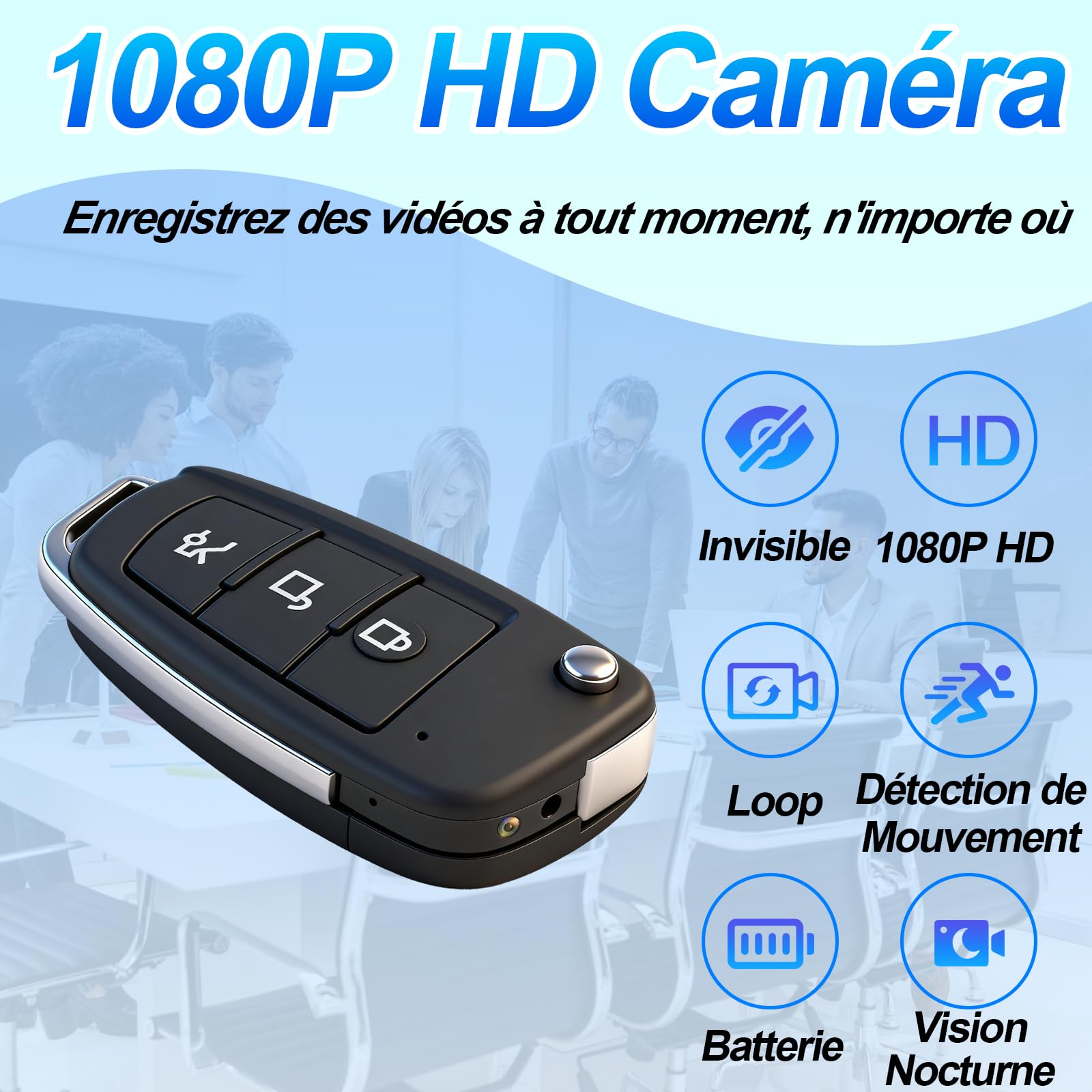 Camera Espion Mini 1080P, Vision Nocturne & Détection Mouvement