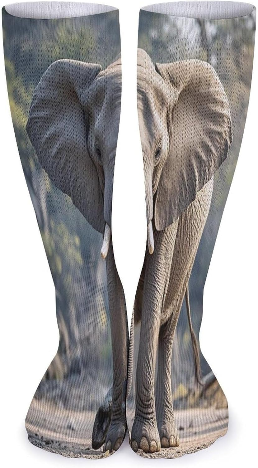 Elephant Crew Socks Cozy Casual Calf Socks Lightweight Long Work Sock Breathable Athletic Sock for Hiking Sports Running 5 Pairs