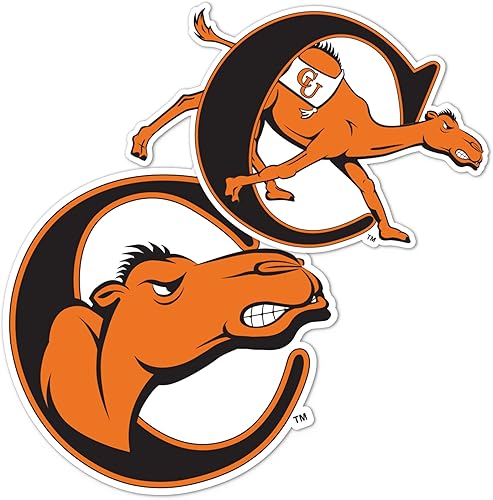Campbell University Fighting Camels CU - Calcomanía de vinilo para laptop, botella de agua, álbum de recortes de coche (juego de 4 pulgadas V1)