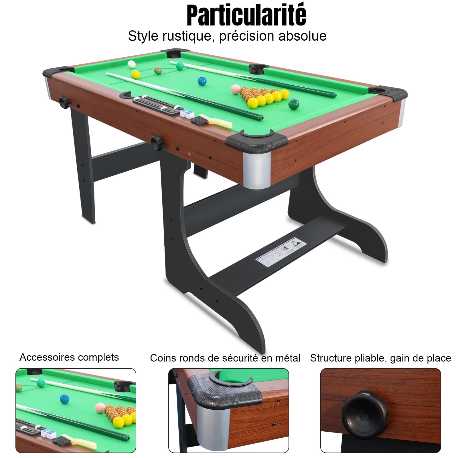 HLC Billardtisch Klappbar, Pool Billardtisch, Snooker, Multifunktionstisch Spieltisch mit Zubehör, Geeignet für Zuhause.
