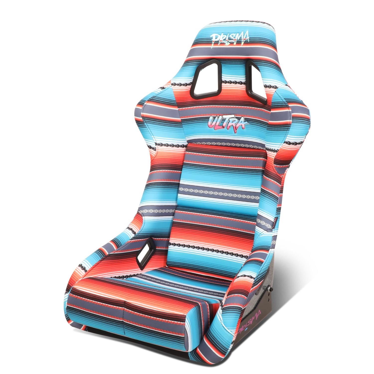 Prisma Fixed Back Bucket Racing Seat with Bottom Mount Bracket, 24" W X 36" H X 18" D, Red White Blue Black Pink Serape Print, FRP-302-BAJACALI