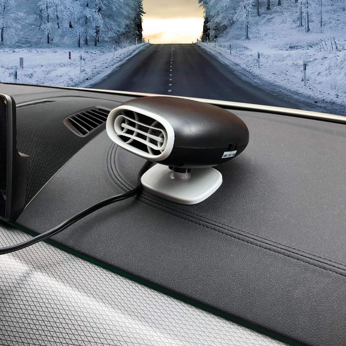 Portable Car Heater Defogger Defroster 12V Car Auto Heater Cooling Fan Plug in Cigarette Lighter 12 Volt 150W Windshield Window Demister Fast Heating