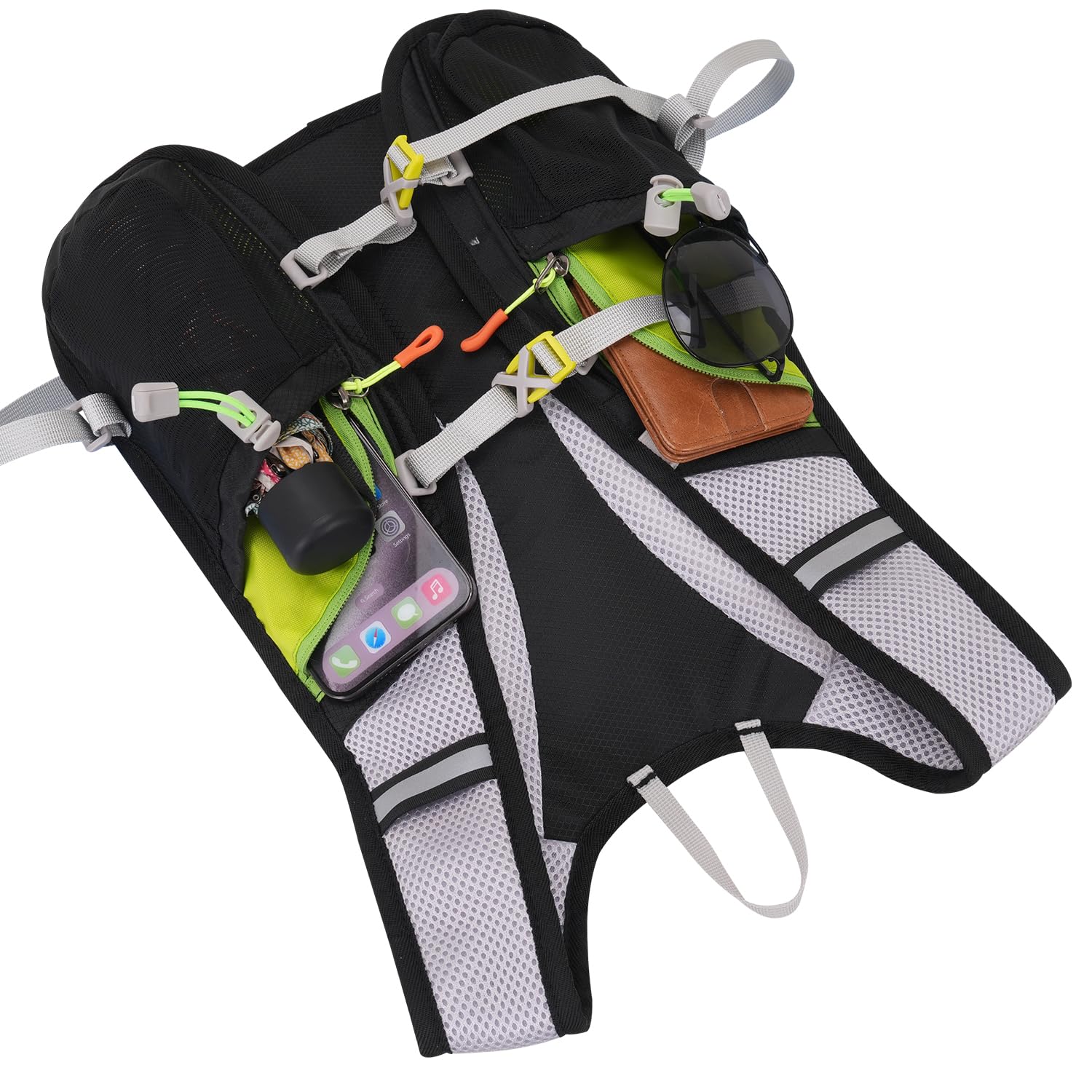 Sac à dos d'hydratation avec poche d'hydratation, ultra léger, sac à dos de course, avec poche à eau, 2 l, sans BPA, sac à dos avec poche à eau et réflecteurs