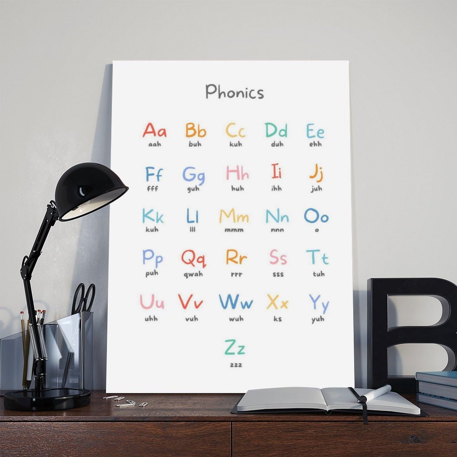 Tableau orthographique ABC Alphabet - Décoration éducative et éducative pour chambre d'enfant - Décoration de chambre à coucher, bureau, chambre à coucher, cadeau - 40,6 x 61 cm (L x l)
