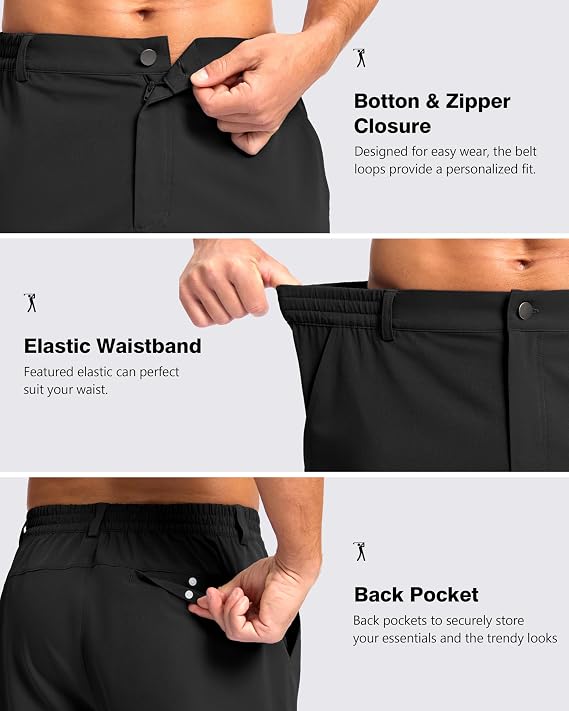 Pudolla Men's Casual Shorts 7/9/5 Lightweight Golf Shorts with 3 Pockets Stretch Quick Dry Comfy Work Shorts