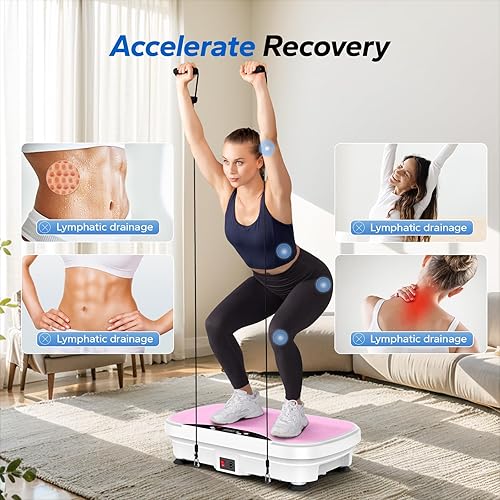 Vista 2 de MERACH Vibration Plate Exercise Machine, Vibration Plate for Lymphatic Drainage Weight Loss, Vibrating Plate Exercise Machine with Bluetooth and LED