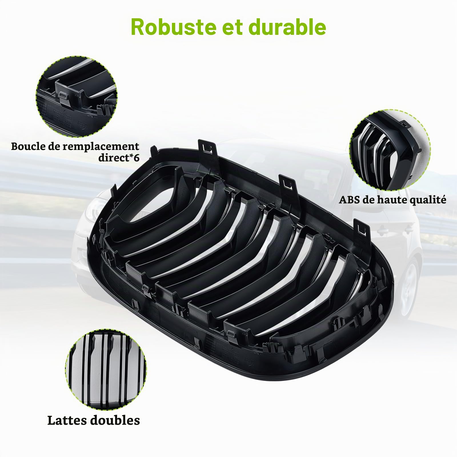 Paire de grilles de calandre avant pour BMW X3 G01 30i/30i xDrive/M40i xDrive BMW X4 G02 2018-2021 Noir brillant