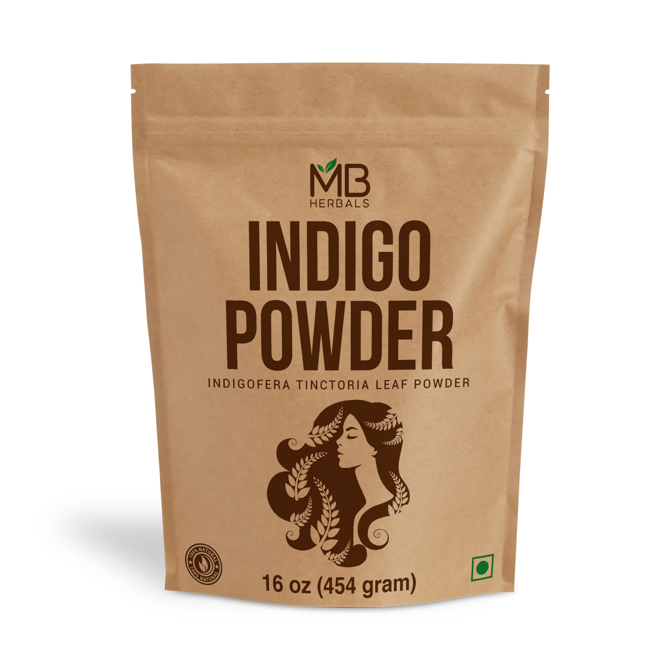 MB Herbals Pure Indigo Powder 1 LB | 454g | 16oz | 100% Pure Indigofera tinctoria Leaf Powder | Blue-Black Hair or Full Refund | Please Check all Images