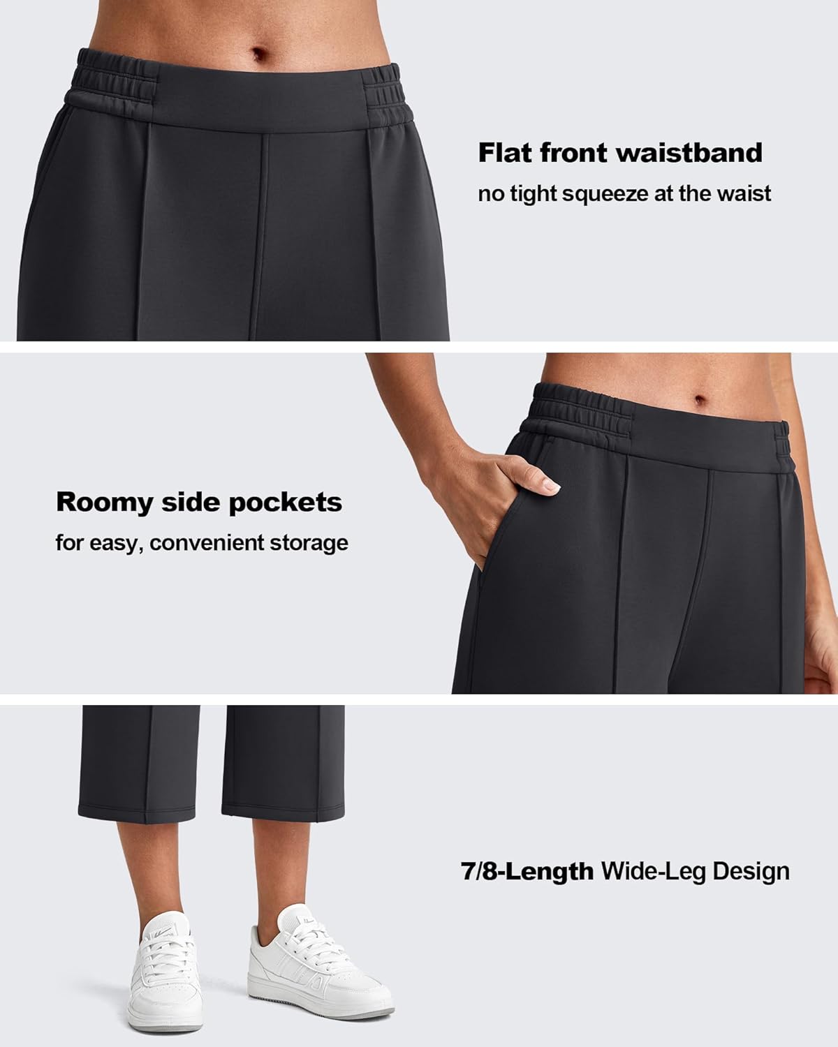 G4Free Smoofit Capri Pants for Women Wide Leg Yoga Pants High Waist Summer Travel Casual Pants with Pockets - Image 2
