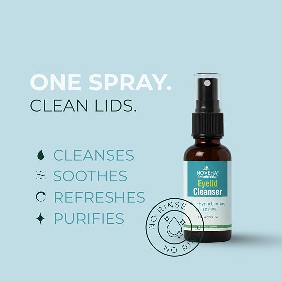 Eyelid and Lash Cleanser | Fast Acting Soothing Formula, Effective Relief from Irritation, Dry Eyes, Styes and Blepharitis, 0.02% Pure and Gentle Hypochlorous Acid Spray, 120mL (4 oz)