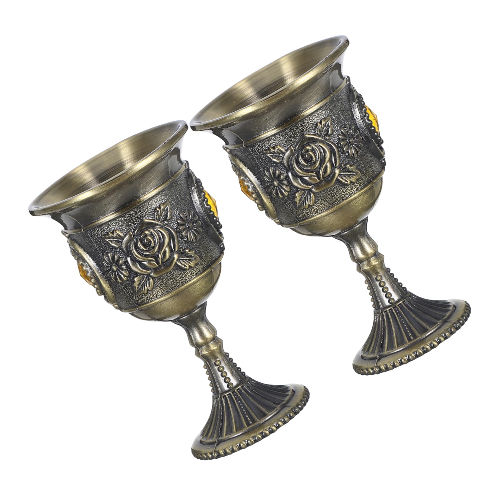 Luxshiny 2Pcs European Style Multi Function Goblet Vintage Pattern Household Liquor Cup for Table for Parties Family Gatherings and Banquets