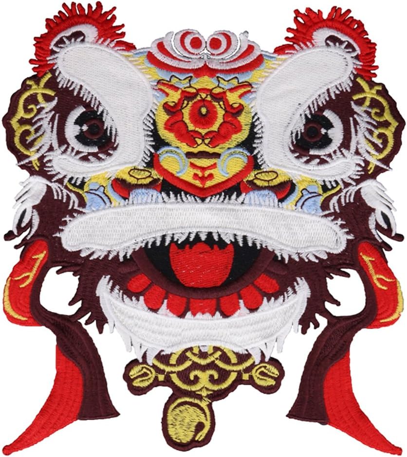 24x22 cm/10x9 inches Patches Pack Hand Sewing On Embroidered Patch Clothes Stickers Garment DIY Apparel Appliques Decal Sticker (Dancing Lion)