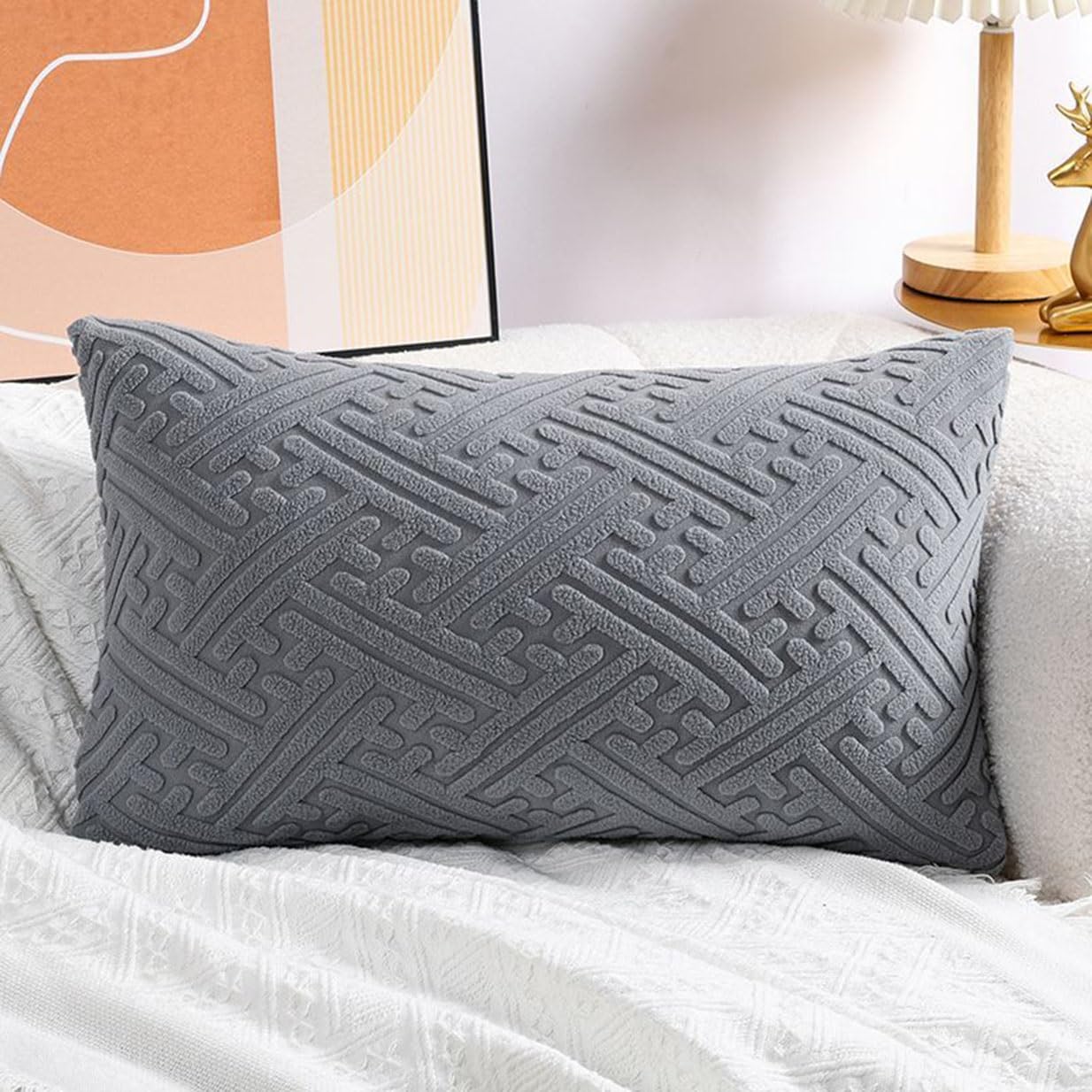Swj-Swjssb Dark Gray Super King Size Pillow Cases,Square Rectangle Cushion Covers Soft Corduroy Stretch Throw Pillow Cover Various Sizes Decorative Pillowcases For Bedroom Sofa Pillows(,30X50cm/12X20inch)
