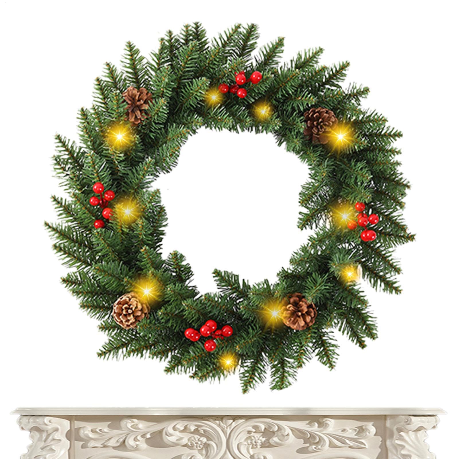 Couronnes de Noël d'intérieur artificielles lumineuses pour déco de maison