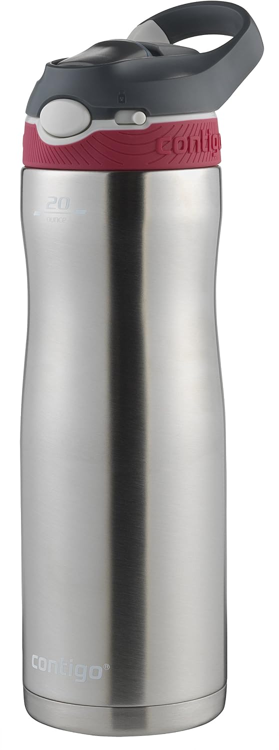 Contigo AUTOSPOUT Straw Ashland Chill Stainless Steel Water Bottle, 20 oz, Sangria