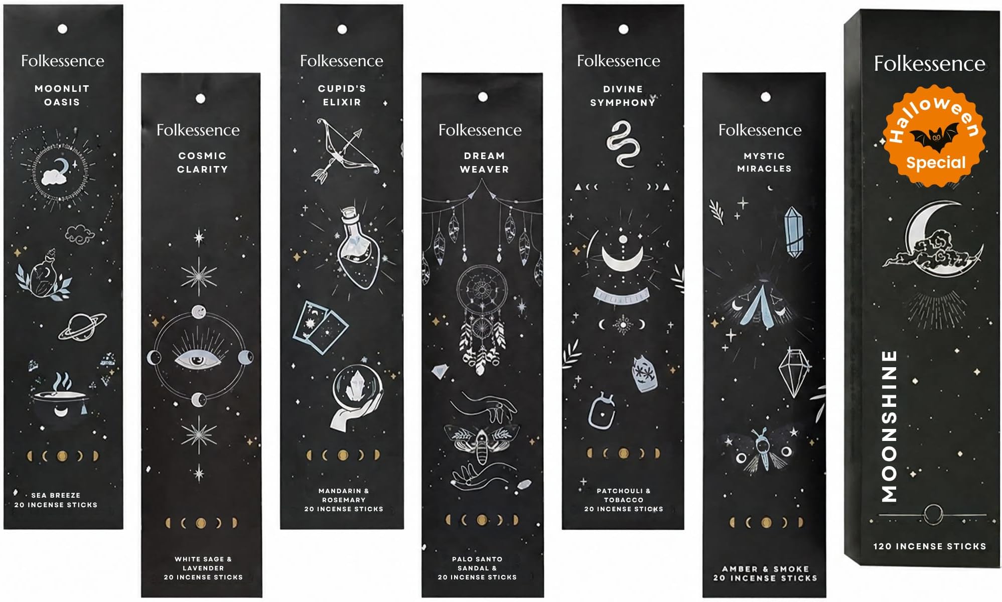 Folkulture Premium Incense Sticks White sage,Palo Santo, Pack of 6-120