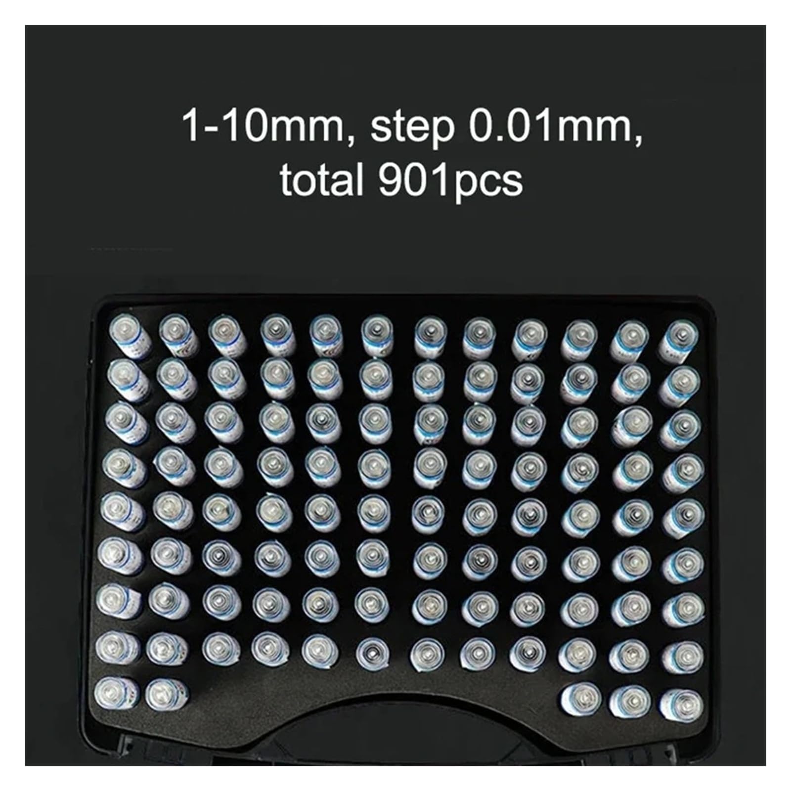 Zakres 1,00-10,00 mm Krok 0,01 mm 901 szt. Zestaw precyzyjnych trzpieni stalowych Zestaw gładkich wtyczek Gage Wskaźnik otworów do narzędzia do kontroli stolarki Precyzyjny pomiar