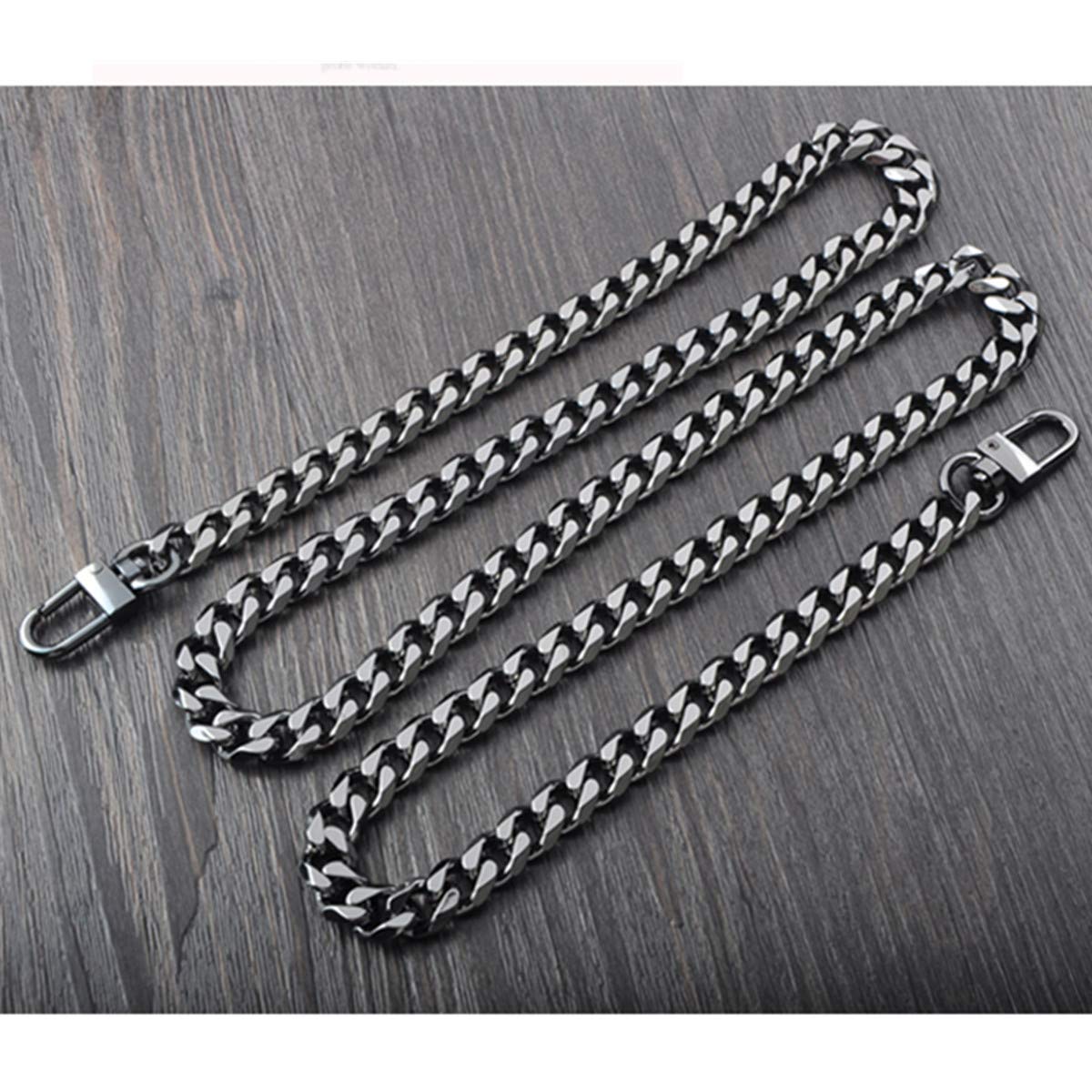 Correa de bolso,Correa de bolso,Correa de bolso,Co 6 superficies molidas planas DIY hierro negro cadena de Metal correa de bolso cadenas correas de bolso hombro cruzado correas de repuesto(Length 62")