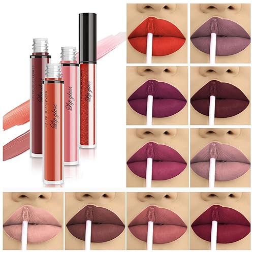10 coloresjuego de lápices labiales líquidos mate  Brillo labial líquido mate, palillos de labios cosméticos impermeables de larga duración