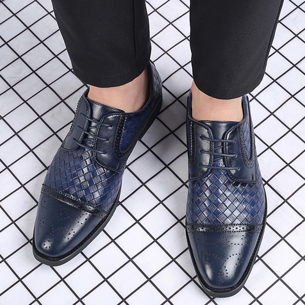 Scarpe Eleganti Punta Affusolata Uomo Scarpe Formale con Lacci Leggere Classiche per Business, Matrimonio E Cerimonia