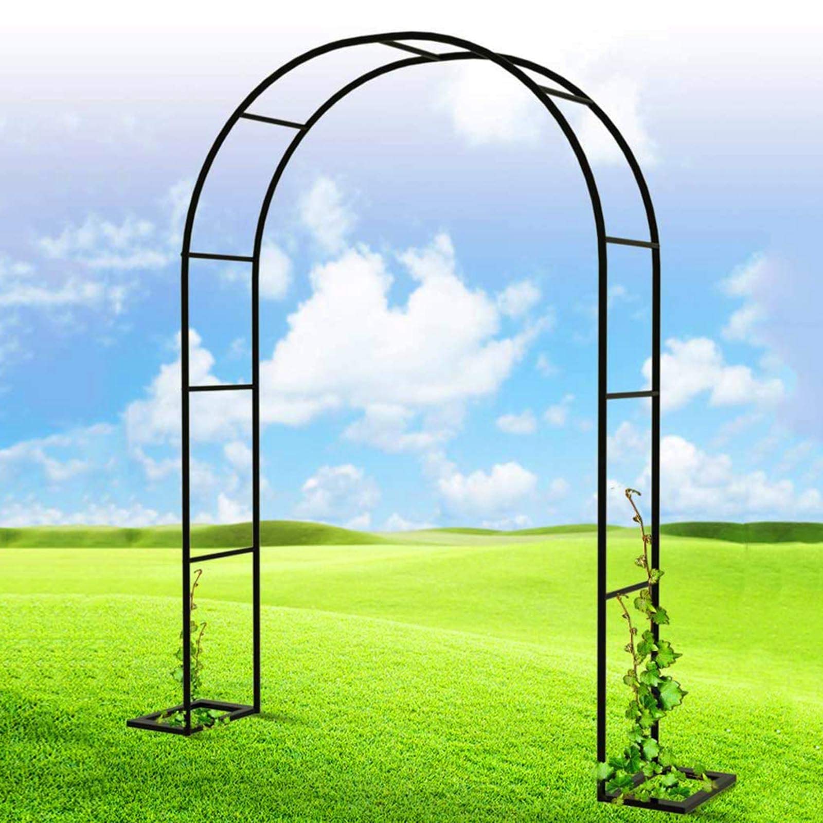 OutechMetal Garden Arch, Black Pergola Arbor, Outdoor & Indoor Garden Or Wedding Garden Arbour Archway Trellis, for Various Climbing Plant, Bridal Party Decoration, 1.2MX2.2M