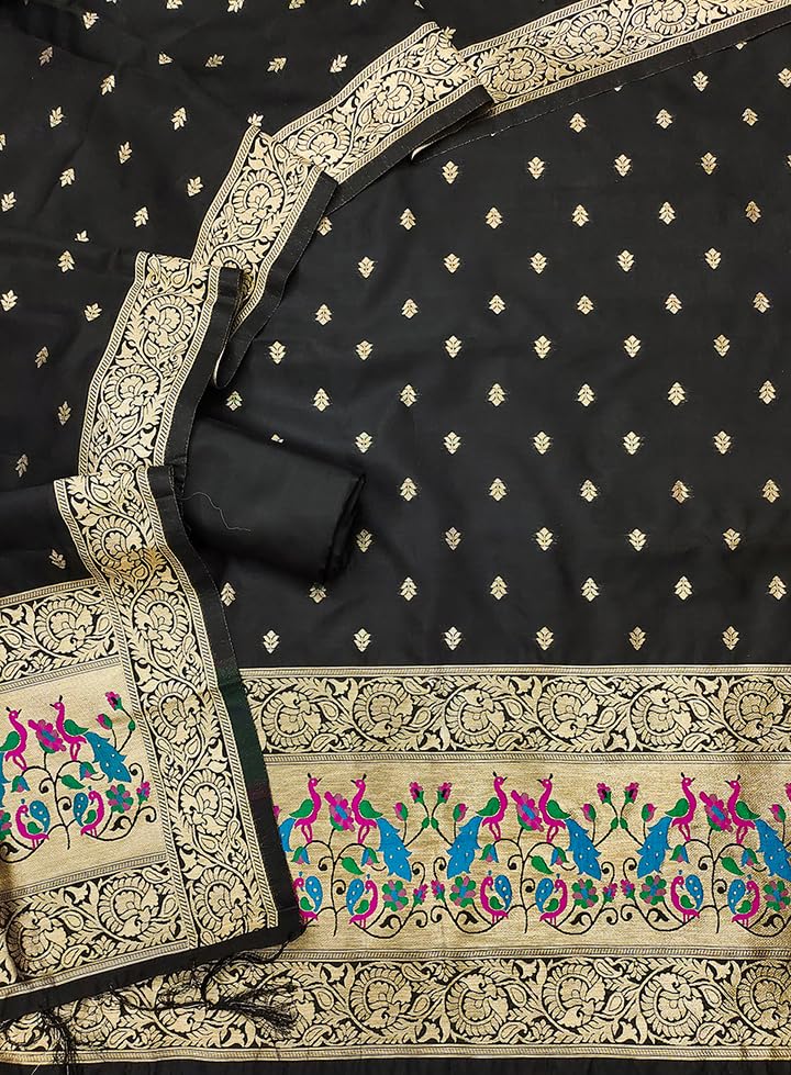 Image of DEVANGI Women's Pathni Banarasi Silk Unstitched Salwar Suit Dress Material With Dupatta