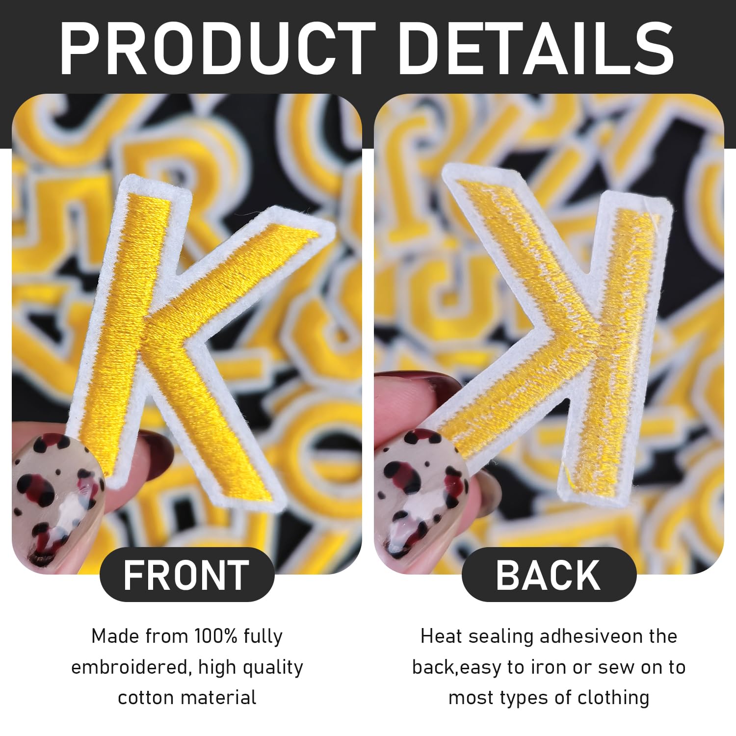 2 Inch Iron On Letters And Numbers For Clothing, 5 Sheets