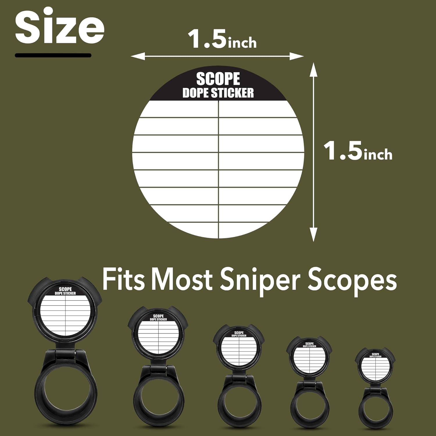 12 Pack Writable Scope DOPE Sticker for Long-Range Shooting- Scope Sticker Can Be Used with Range Card and Dope Cards for Shooting -1.5 Inch Diameter- Fits Most Scope Caps - Made in the USA