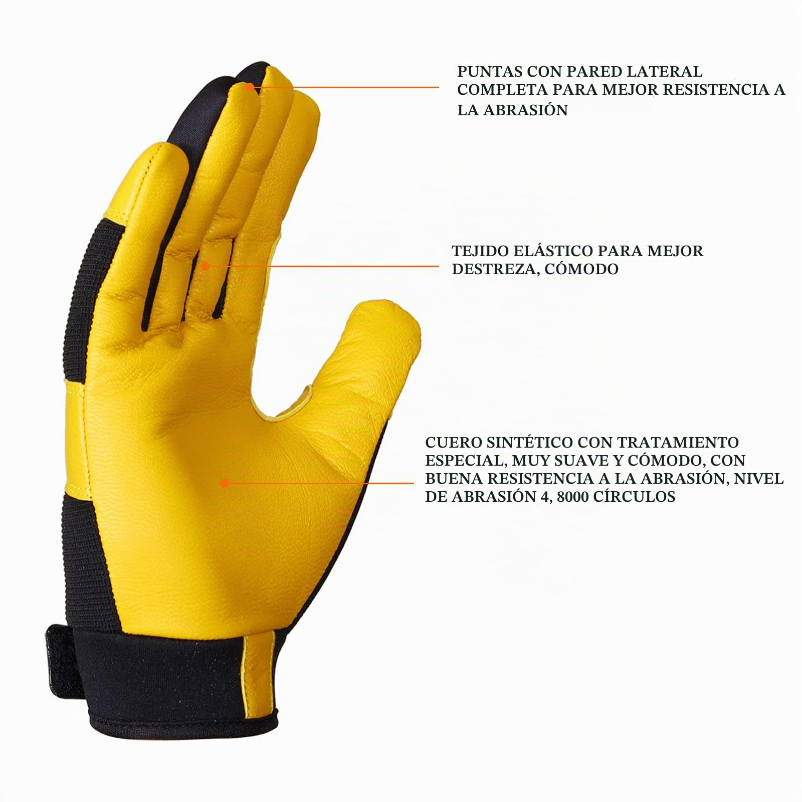 Guantes de trabajo de jardinería a prueba de espinas de jardín, flexibles y resistentes, de cuero, para mecánicos, de utilidad, transpirables, para el trabajo, hombres y mujeres (Amarillo, L)