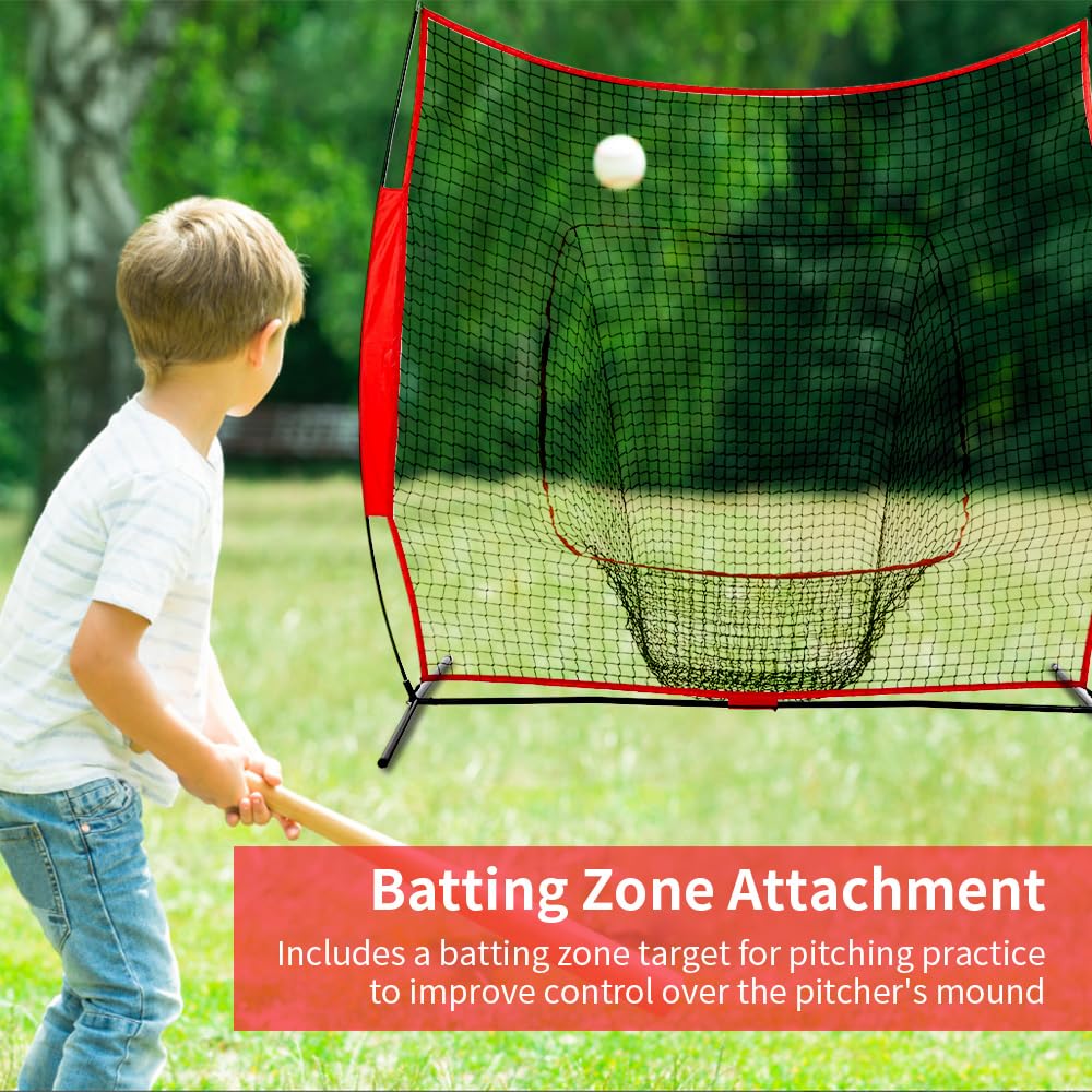 Red de entrenamiento de béisbol, plegable, rebote de impacto, rebote de golpe, red de rebote para jardín, 2,1 x 2,1 m, red de entrenamiento de béisbol de todos los niveles
