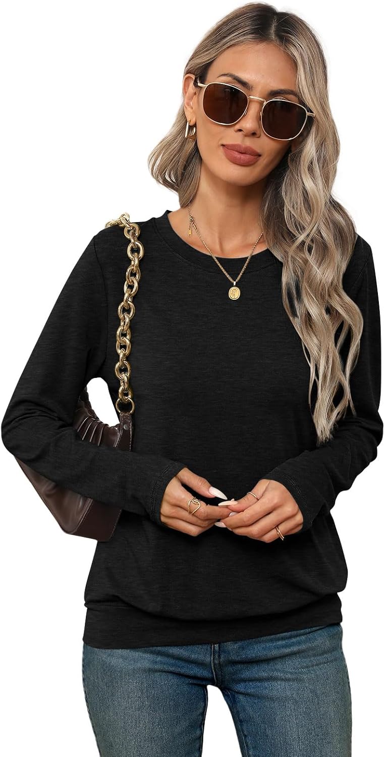 Womens Long Sleeve Shirts Casual Banded Hem Tops Basic Tees Spring Outfits Clothes 2026 - Image 4