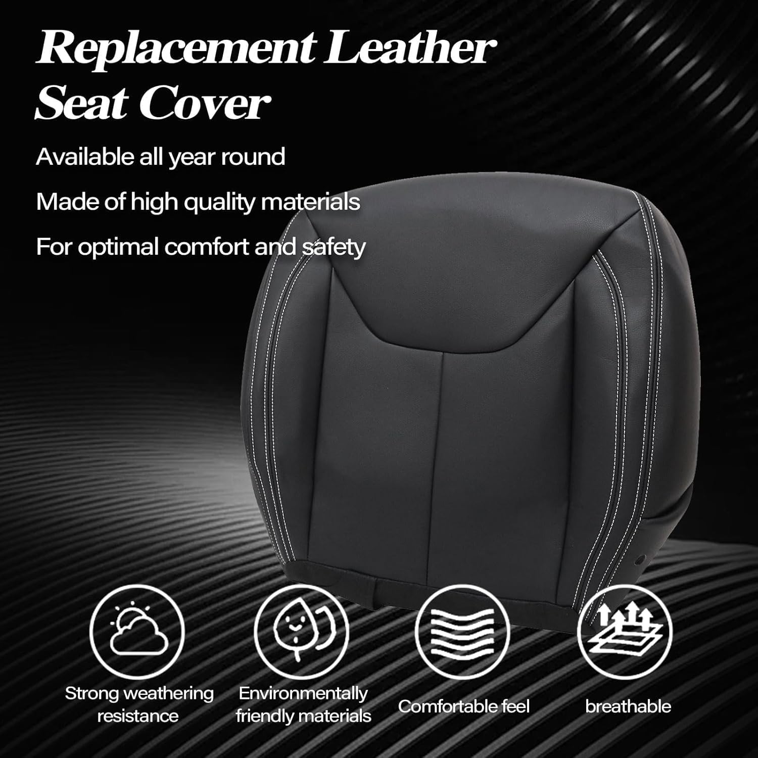 SecosAutoparts #X9 Black Front Driver Side Bottom Replacement Microfiber Leather Seat Cover Compatible with Jeep Wrangler Rubicon 2013 2014 2015 2016 2017