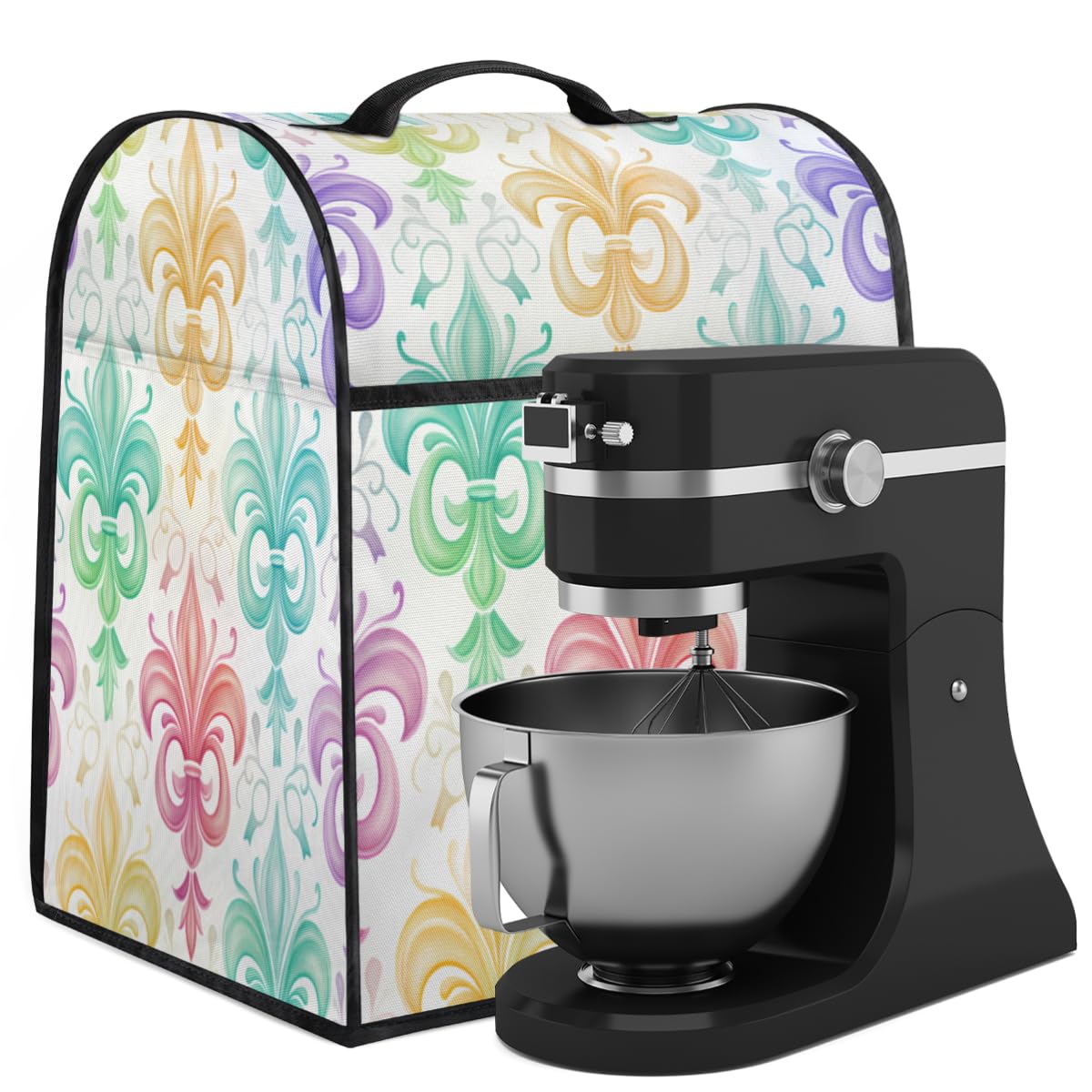 Coffee Maker Cover Fleur De Lis Watercolor Kitchen Appliance Covers Small Appliance Covers Blender Cover Juicer Cover Dust Covers for Kitchen Appliances with Top Handle and Pockets,Washable,C623