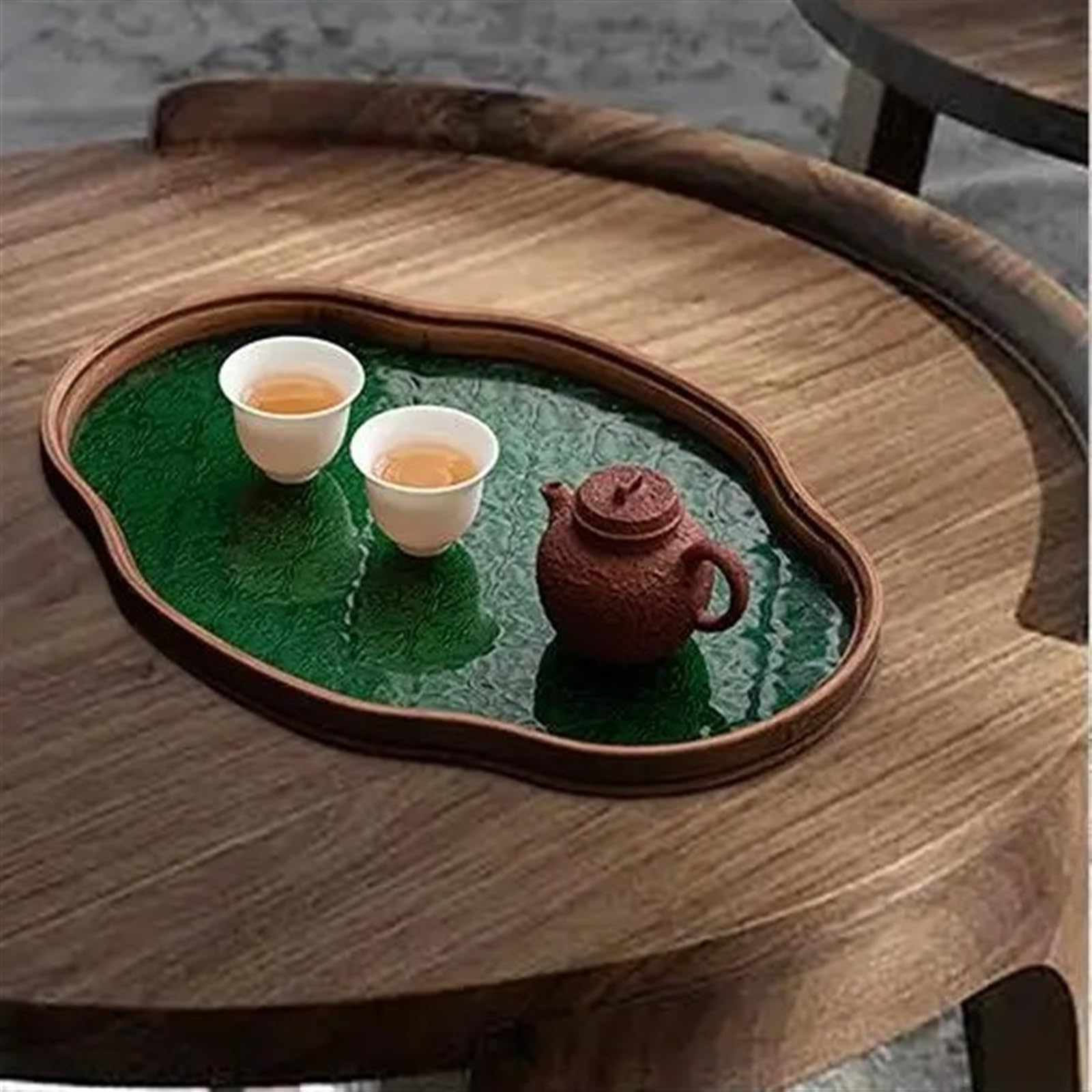Bandeja Bandeja de Cristal con Flores, Plato for Servir Tazas de té, Organizador de Joyas, Bandeja for Fiesta, habitación de Invitados, Comedor, Evento(Green)