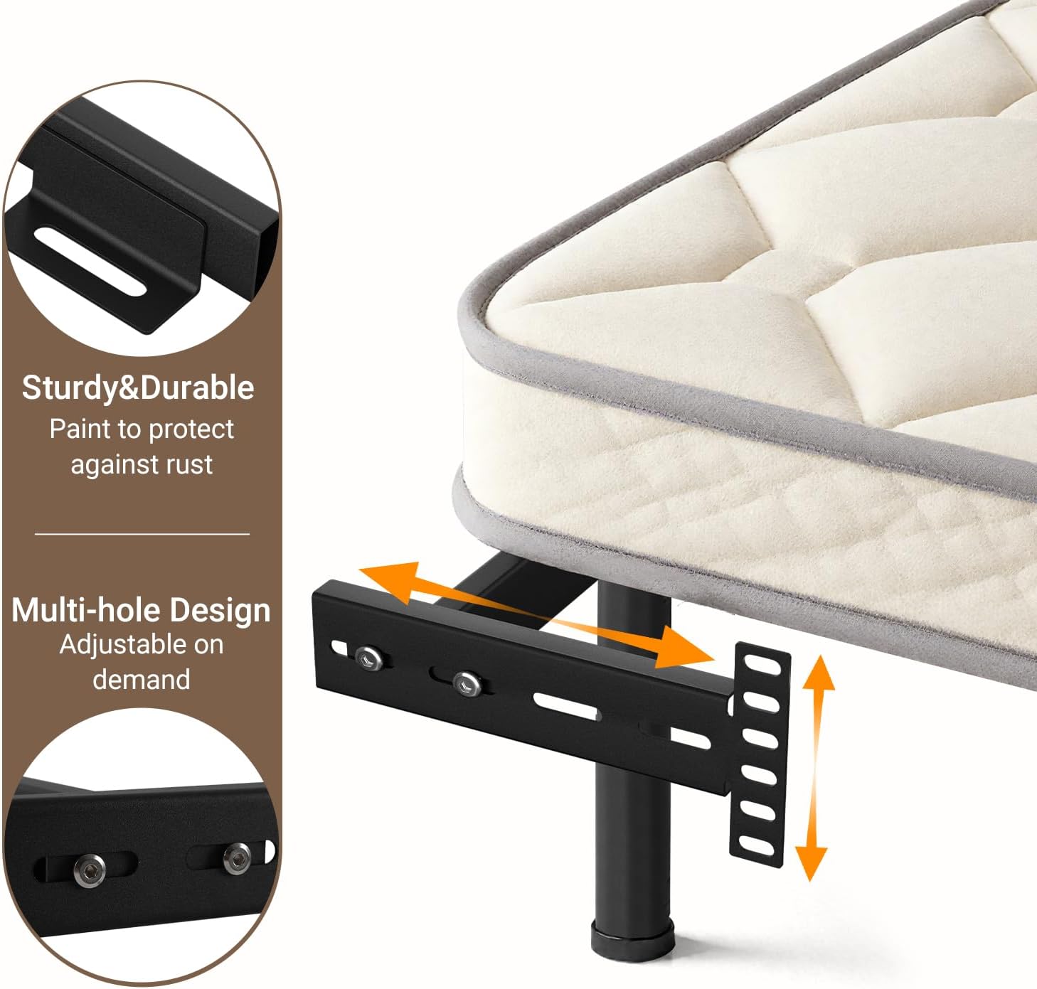 Adjustable Bed Headboard Brackets, Adjustable Headboard Brackets for Metal Bed Frame, Bed Base with Footboard Extension Kit Fit for Twin/King/Queen/Full Size Bed