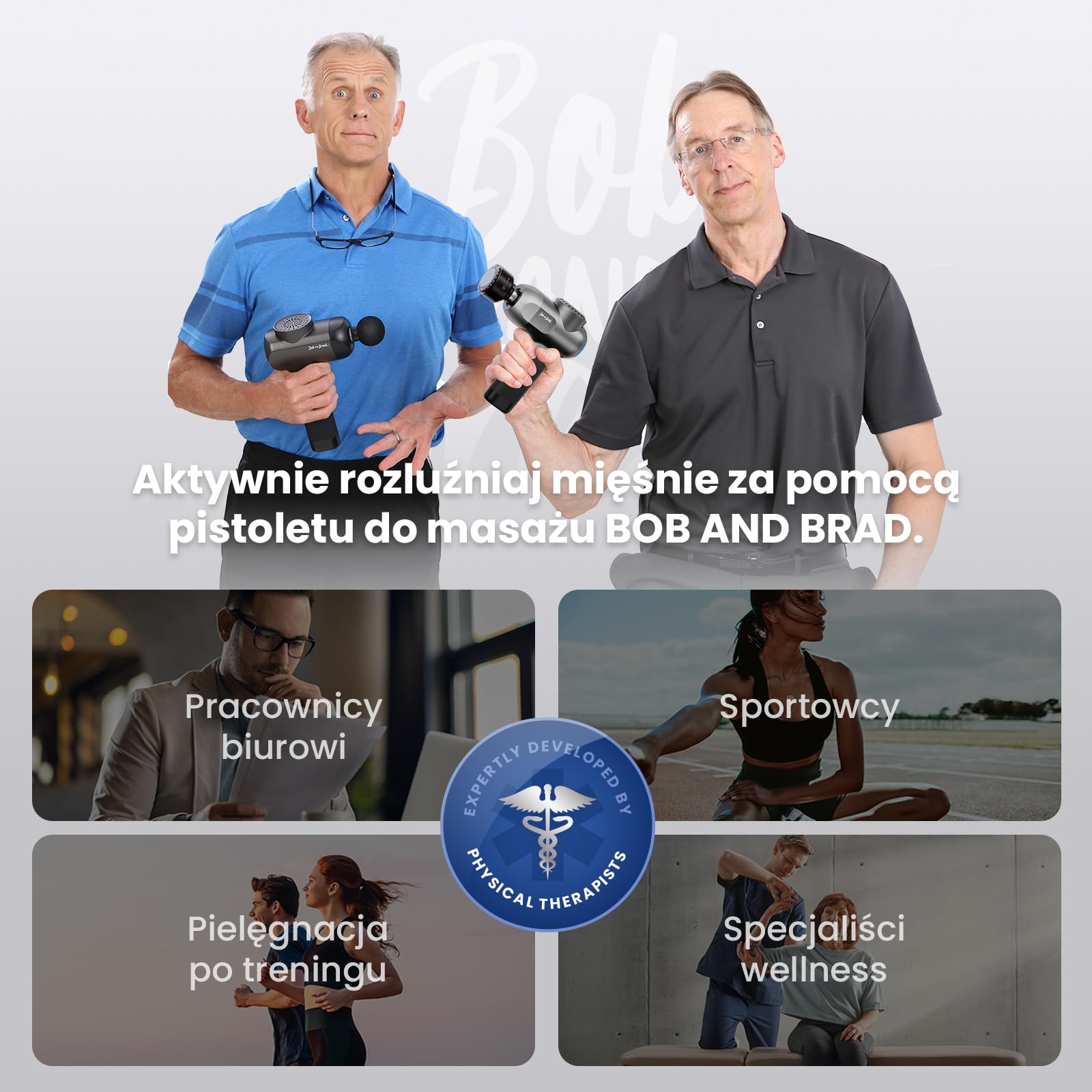BOB AND BRAD C2 Ultra Pistolet do Masażu z Funkcją Ciepła i Podczerwieni, Pistolet do Masażu Tkanek Głębokich, Przenośny Masażer Mięśni do Domu, Biura i Regeneracji po Treningu